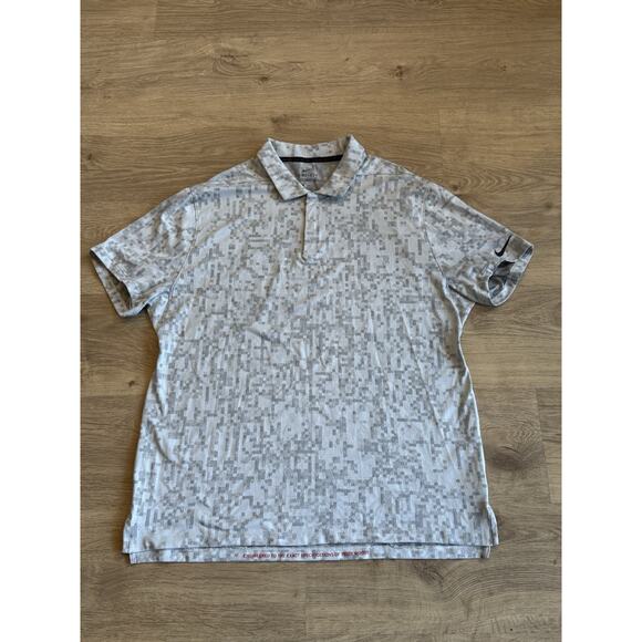Nike Dri Fit ADV Tiger Woods Collection Golf Polo Shirt Sz L Gray Digital Camo - Picture 1 of 9